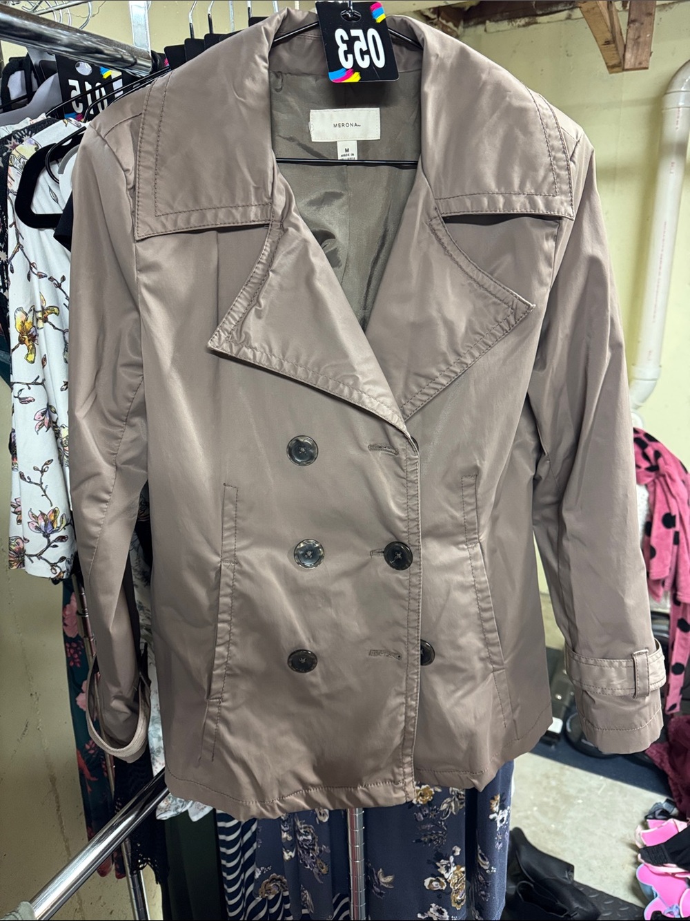 Merona Double-Breasted Trench Coat in Taupe